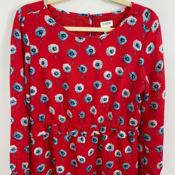 J. Crew  Red Longfellow Floral Dress Size 4 - Picture 3 of 9